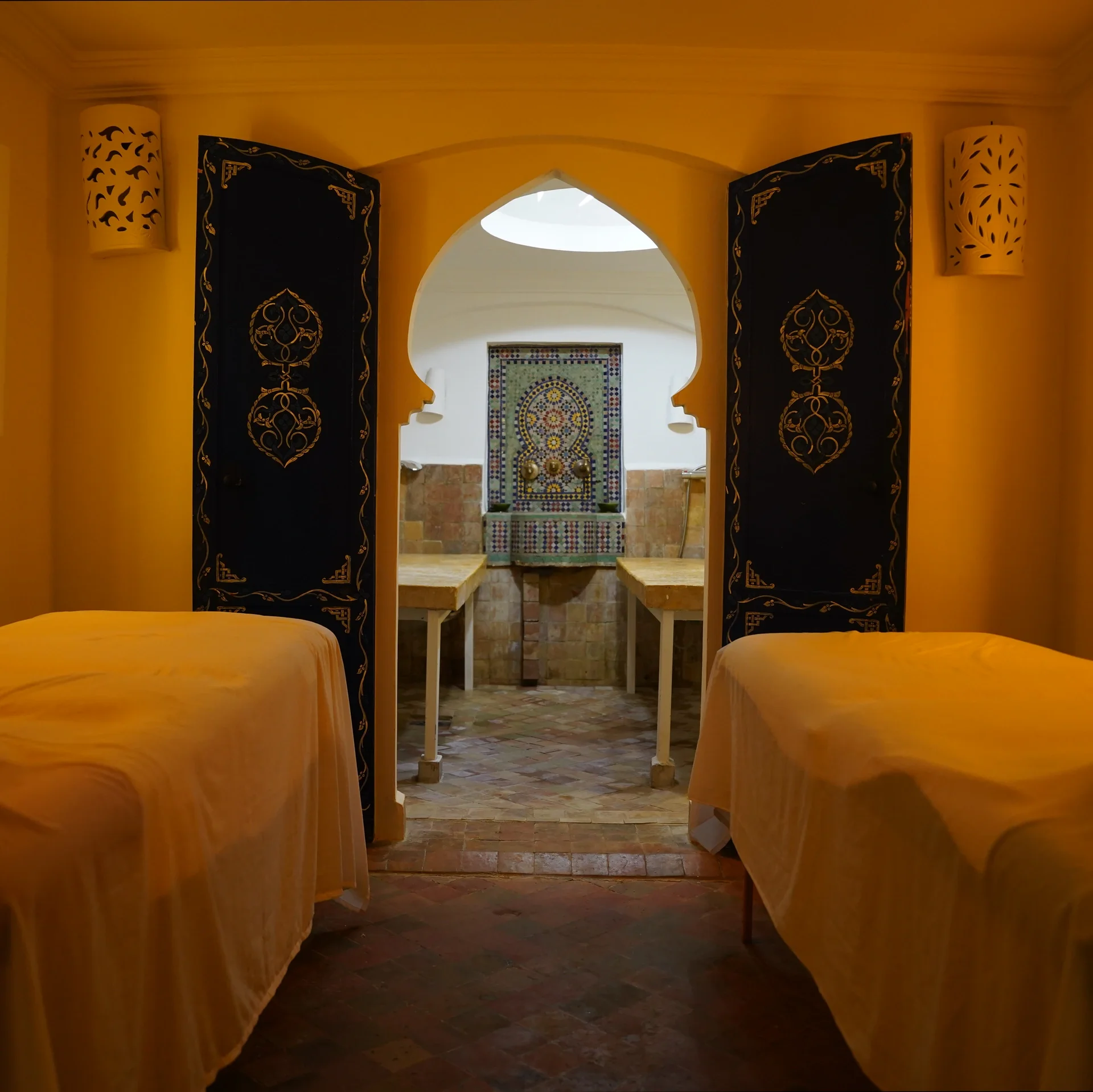 Treatment room at Hammam Al Alba in Asilah