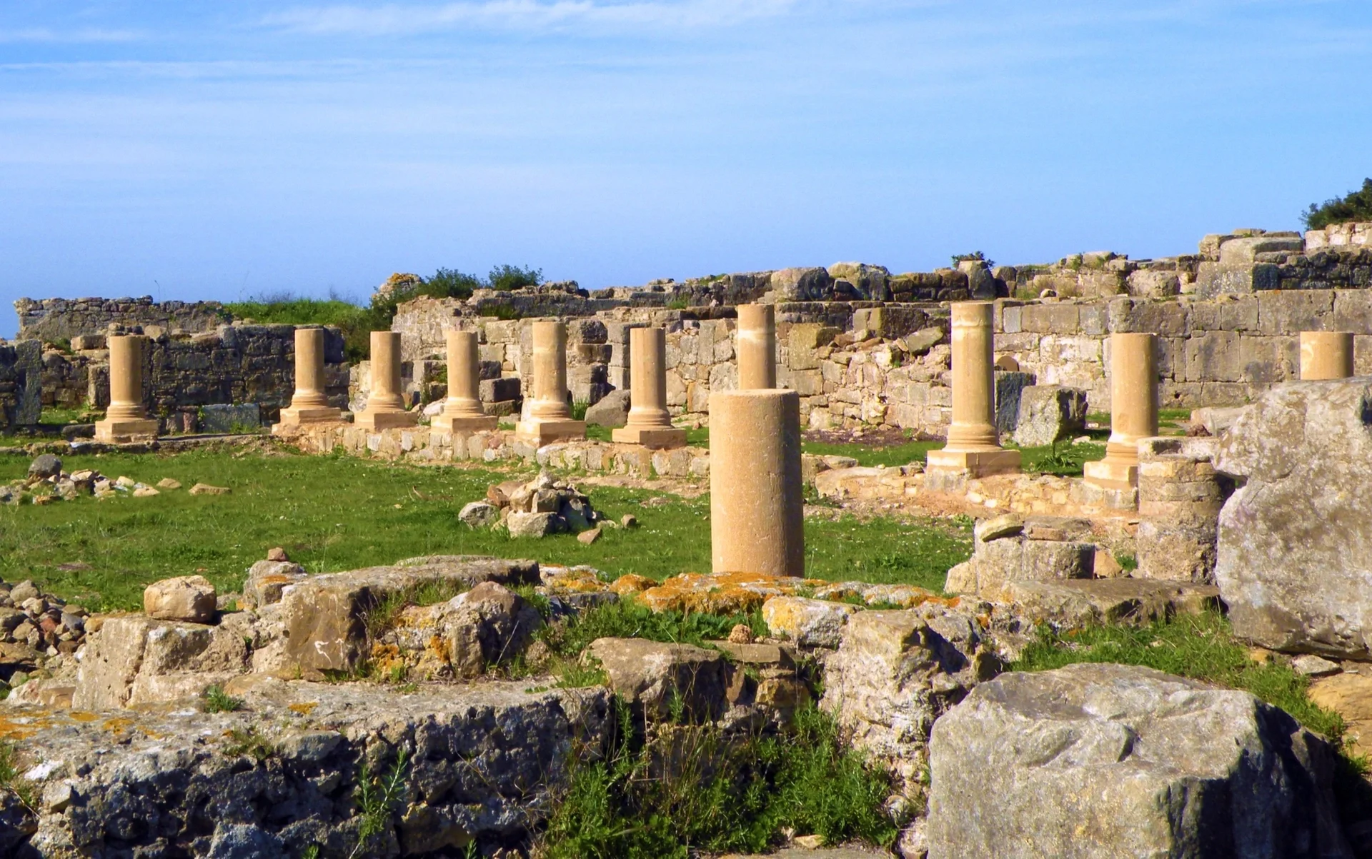 Phoenician-Roman ruins of Lixus with stone columns